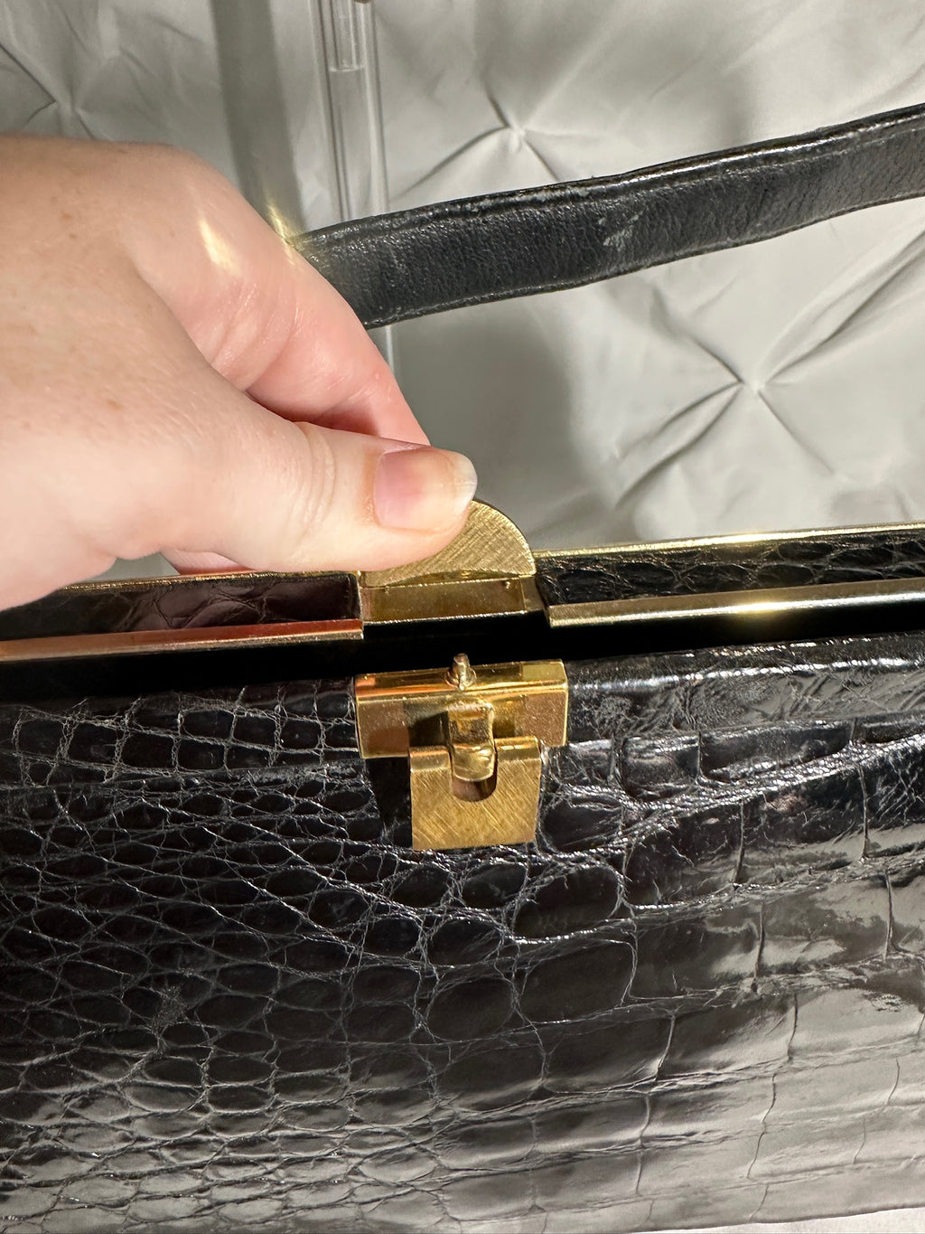 Vintage Vassar Black Alligator Handbag